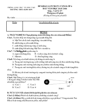 Đề khảo sát chất lượng lớp 6 đầu năm học 2015- 2016 môn Vật lý 7 thời gian 45 phút